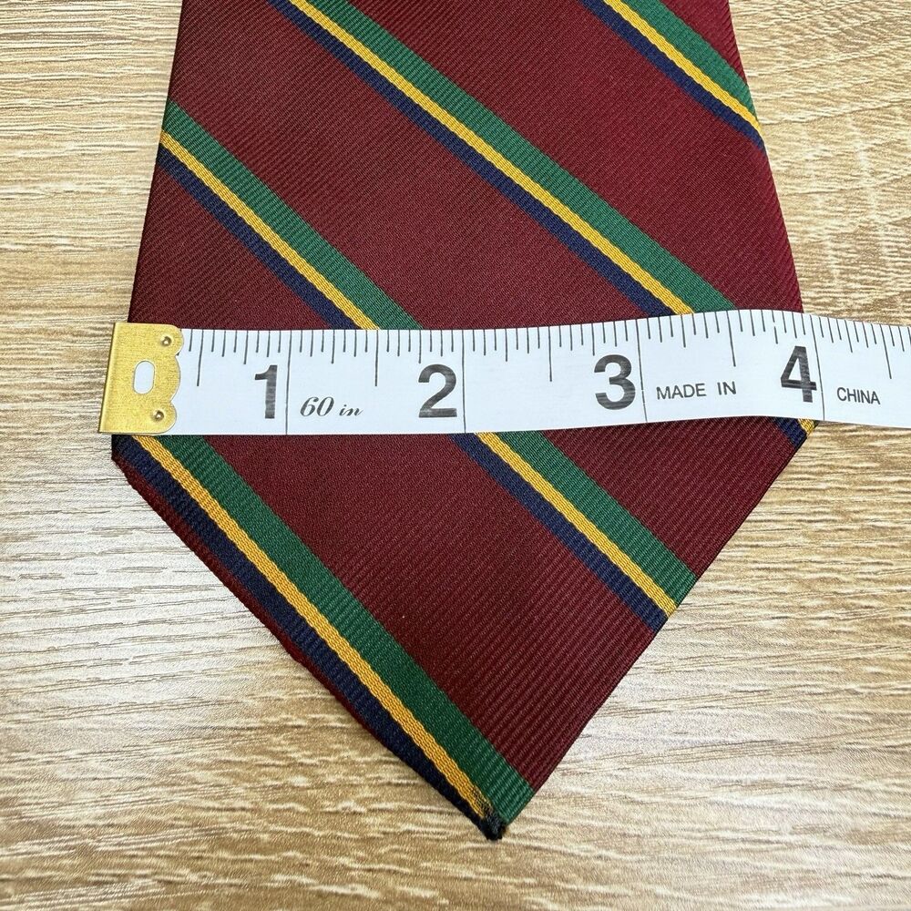 Polo Ralph Lauren Dark Red Repp Stripe Silk Tie Handmade USA Made 57" L | 4" W - Picture 12 of 16